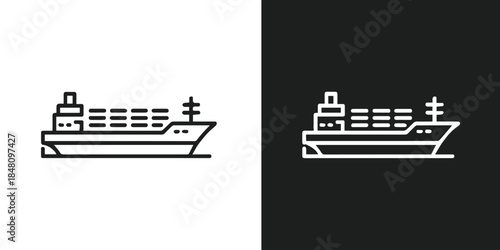 ship maritime transport cargo line icon black white contrast