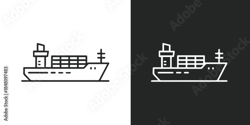 ship cargo vessel icon line art vector for user interface