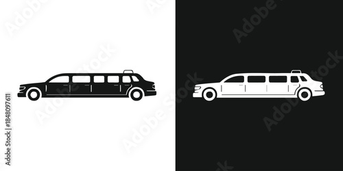 limousine icon black white contrast elongated vehicle silhouette shape