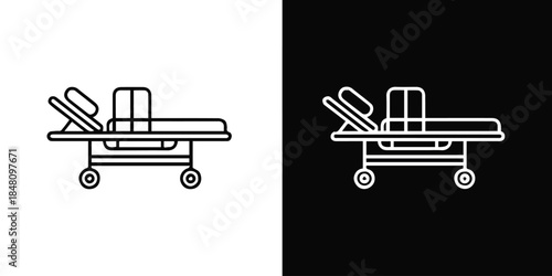 stretcher hospital gurney outline emergency transport icon set