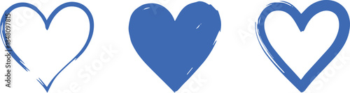 heart brush stroke blue outline ink sketch vector symbol
