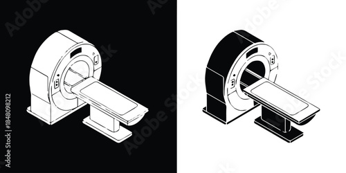 mri machine icon set dual color contrast medical equipment vector