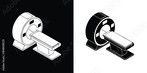 mri scanner illustration black and white medical imaging vector