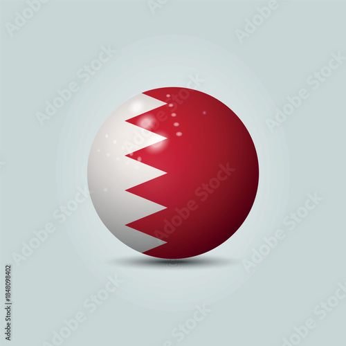 Glossy 3D Sphere with Bahrain National Flag