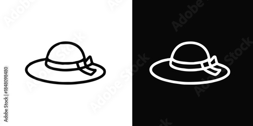 hat outline minimal headwear icon black white contrast vector