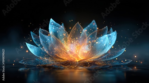 Glowing Lotus Flower in Water