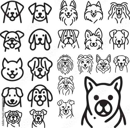 black wolfs silhouette set white background