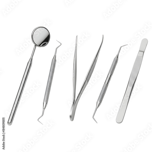  High quality PNG photo of dental instruments isolated on white background .PNG file.  