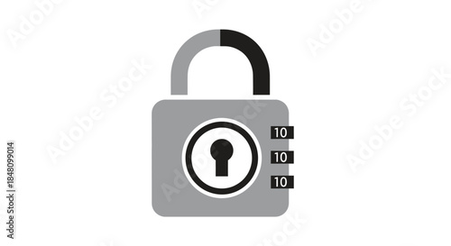 A gray padlock with a keyhole and three digit combination lock displayed