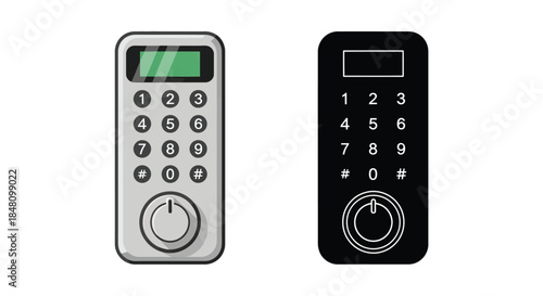 Two digital door lock keypads one silver and one black displayed side by side