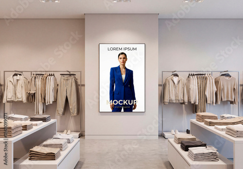 Symmetric clothing store poster mockup