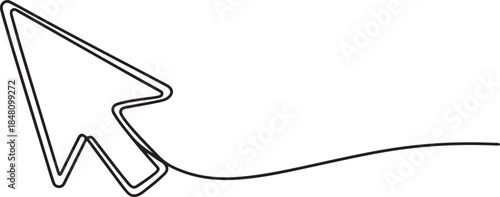 Continuous drawing of cursor arrow. One line icon of cursor arrow. one line Icon drawing