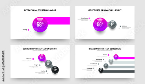 Sales Development 1 2 3 4 Option Chart Frame Template Bundle. Service Plan One Two Three Four Element Graph Slide Design Vector Illustration Collection.