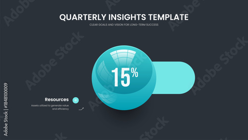 Simple Profile 1 Option Chart Slideshow Design. Digital Review One Step Diagram Slide Template. Advertising Analysis Presentation Layout Vector Illustration.
