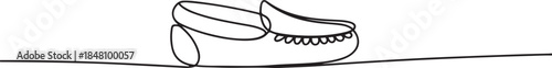 Moccasins continuous one line drawing minimalism design. Editable stroke. one line Icon drawing