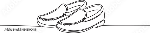 Moccasins continuous one line drawing minimalism design. Editable stroke. one line Icon drawing