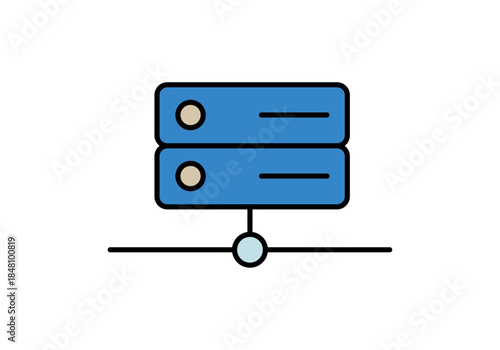 Ilustración de un rack de servidores de datos en red para almacenamiento en la nube y servicios de centro de datos