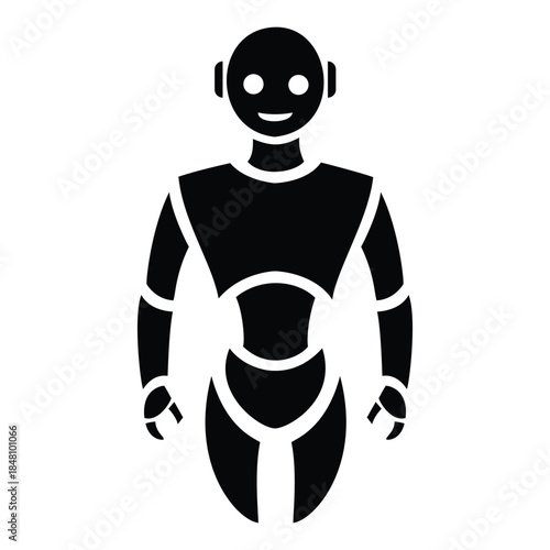 Humanoid robot silhouette icon for artificial intelligence technology future automation robotics and machine learning concept