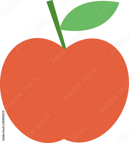 Simple Flat Style Fresh Red Apple Fruit Food Illustration