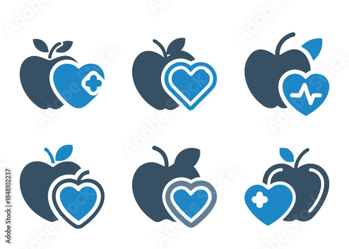 Apples and hearts represent healthy lifestyle and good cardiovascular function benefits