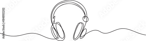 Headphone continuous one line drawing and minimalist style. one line Icon drawing