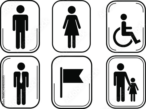 Restroom and accessible facility sign icons