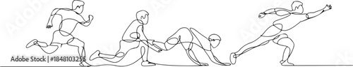 One continuous line drawing of Kho Kho sports vector illustration. one line Art icon drawing