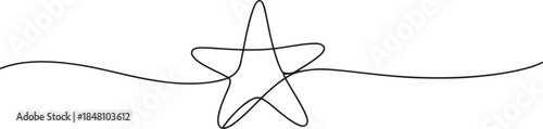 One line Drawing or illustration of a star, Hand drawn stars continuous one line icon. Star single line vector illustration in doodle style. one line Icon drawing