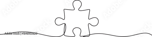 Puzzle icon line continuous drawing with problem solving isolate outline vector illustration. one line Icon drawing