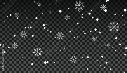 Magical snowfall on transparent background