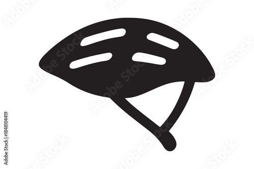 Black and white bicycle helmet icon for safety and cycling