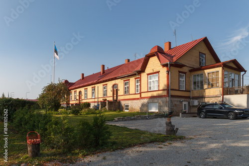 KADRINA, ESTONIA - AUGUST, 15, 2024: Traditional historic building in countryside