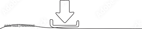 Single line drawing illustration of download sign, Download icon line continuous drawing vector. one line Icon drawing