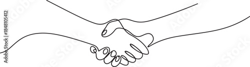 Handshake continuous one line drawing. Continuous one line drawing illustration vector. one line Icon drawing