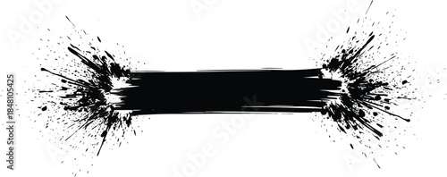 Black Spray Paint Splatter Banner – Grunge Texture for Street Art, Design & Digital Projects