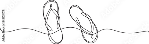 Flip flops continuous. one line Icon drawing