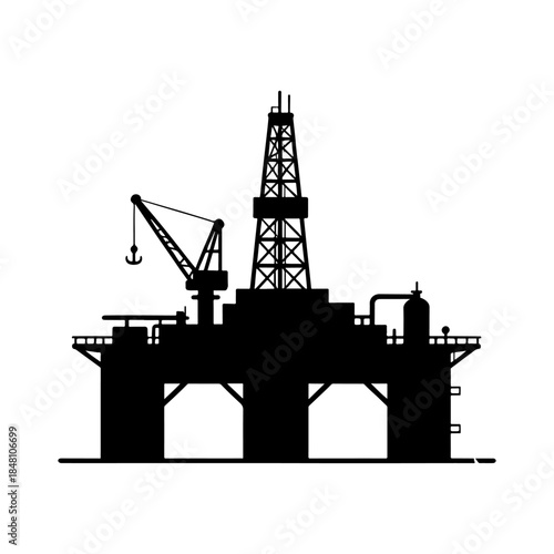 Offshore Oil Rig Silhouette for Energy Industry