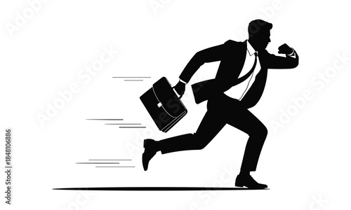 Businessman Running with Briefcase Deadline Concept Illustration