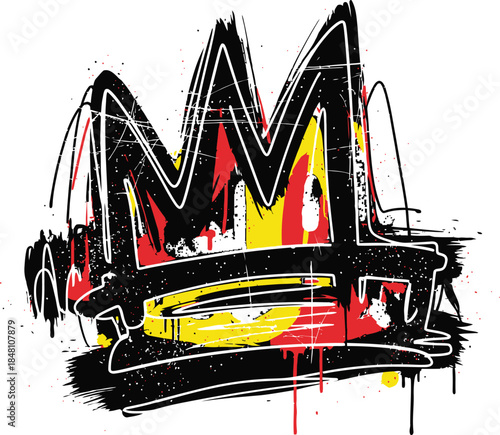 Graffiti Crown with Banner – Street Art Style Design for Logos, T-Shirts & Urban Branding