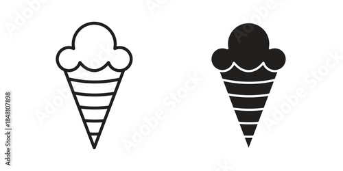 Ice cream icon flat simple icon. Liner version - stock vector.