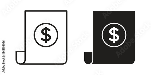 Invoice icon flat simple icon. Liner version - stock vector.