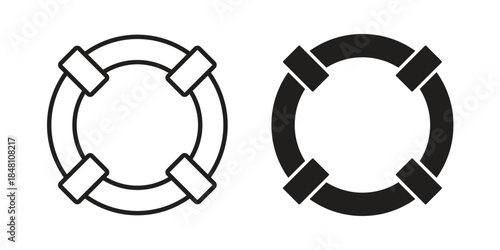 Life buoy icon flat simple icon. Liner version - stock vector.