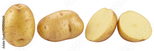 Potatoes and sliced potatoes food vegetable isolated on a transparent background