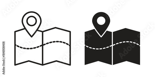 Map icon flat simple icon. Liner version - stock vector.