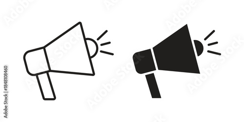 Megaphone icon flat simple icon. Liner version - stock vector.