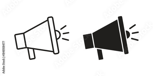 Megaphone icon flat simple icon. Liner version - stock vector.