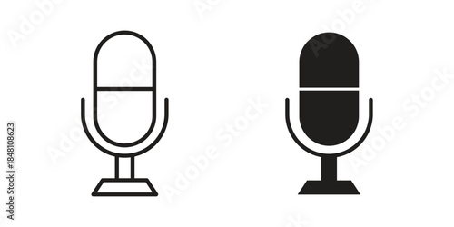 Microphone icon flat simple icon. Liner version - stock vector.