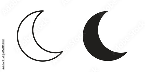 Moon icon flat simple icon. Liner version - stock vector.