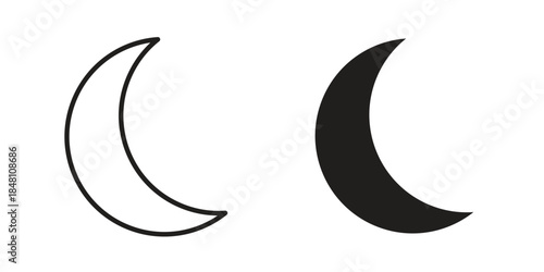 Moon icon flat simple icon. Liner version - stock vector.