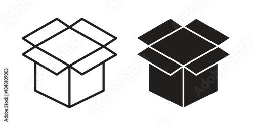 Open box icon flat simple icon. Liner version - stock vector.